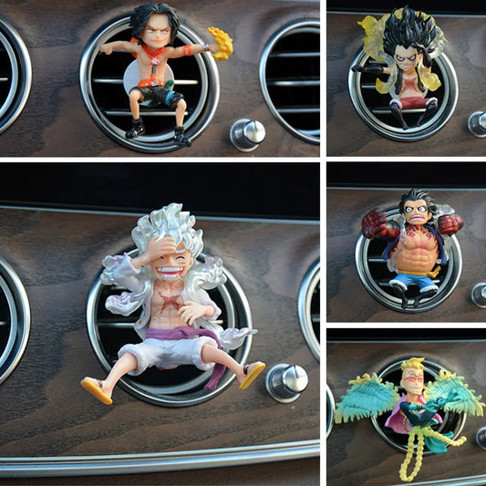 Anime One Piece Car Air Outlet Fragrance Decoration – Nica Luffy, Zoro, Nami Action Figure Figurine Model Ornament with Aromatherapy Magic! 🚗🌬️🎭